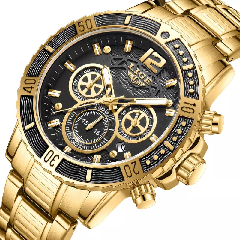 Relógio Masculino Dourado Quartzo 8990