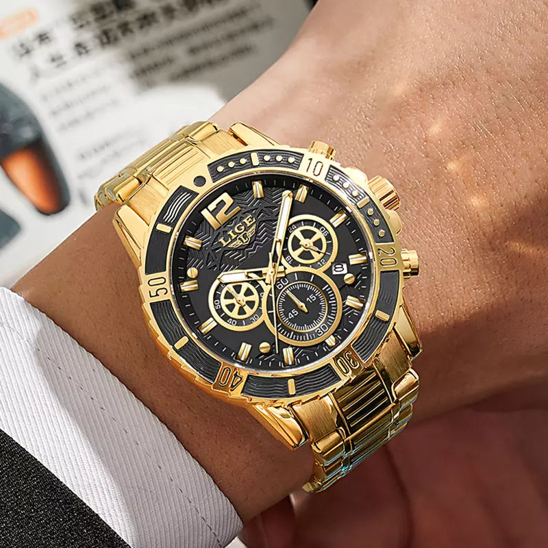 Relógio Masculino Dourado Quartzo 8990